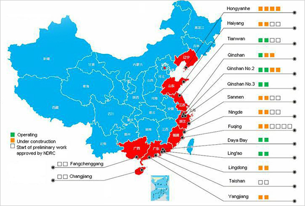 Map of nuclear power plants