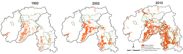 Xishuangbanna rubber map